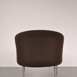 1960’s Rare model easy chair with brown and orange woll upholstery on chrome metal legs