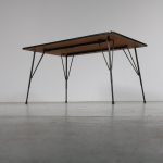 m22993 1950s Rectangular dining table on black metal legs with formica top, adjustable in height Rudolf Wolf(f) Elsrijk / Netherlands