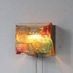 181022 (138) L1657 L2342 Raak wall sconces in colourful glass Netherlands 1950s