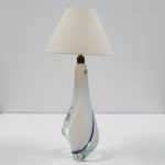 L4154 1950s Italian glass table lamp with fabric hood Seguso Murano / Italy