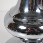 L4141 1970s Large table lamp on chrome metal base with black hood and chrome details