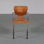 m23374 1950s Industrial styled children's chair with plywood seat Ahrend de Cirkel / Netherlands