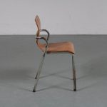 m23374 1950s Industrial styled children's chair with plywood seat Ahrend de Cirkel / Netherlands