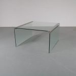 m23476 1960s Italian glass coffee table with chrome details Galotti / Italy