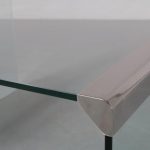 m23476 1960s Italian glass coffee table with chrome details Galotti / Italy
