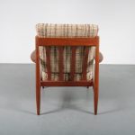 m23765 1950s Teak easy chair with original fabric upholstery Grete Jalk France & Daverkosen / Denmark