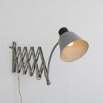 L4263 1950s Industrial grey metal scissor wall lamp