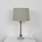 L4368 1960s Large table lamp clear glass base with green fabric hood