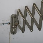 L4168 1950s Industrial style scissor wall mounted lamp in grey metal Germany
