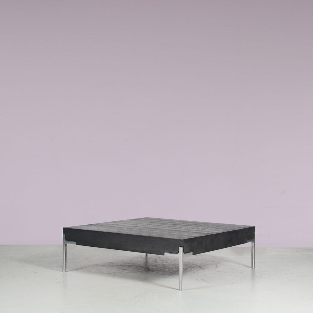 2308-4-181 m27273 1990s-Slick-Coffee-table-in-black-stained-oak-on-chrome-aluminium-legs-Roderick-Vos-Masimo-Netherlands