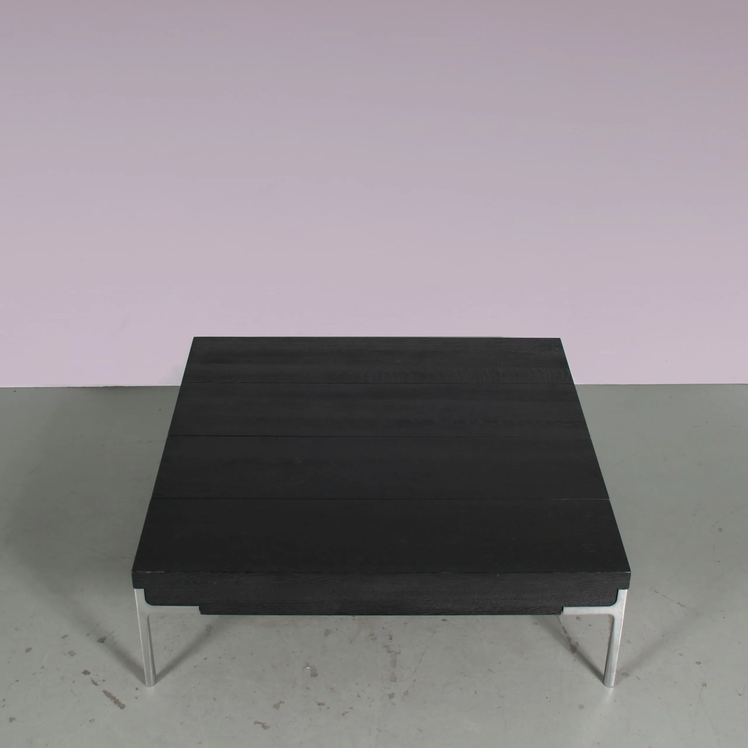 2308-4-181 m27273 1990s-Slick-Coffee-table-in-black-stained-oak-on-chrome-aluminium-legs-Roderick-Vos-Masimo-Netherlands
