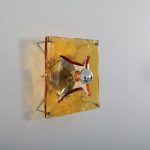 L4395 1970s Square wall lamp in Murano glass with chrome metal base Mazzega / Italy