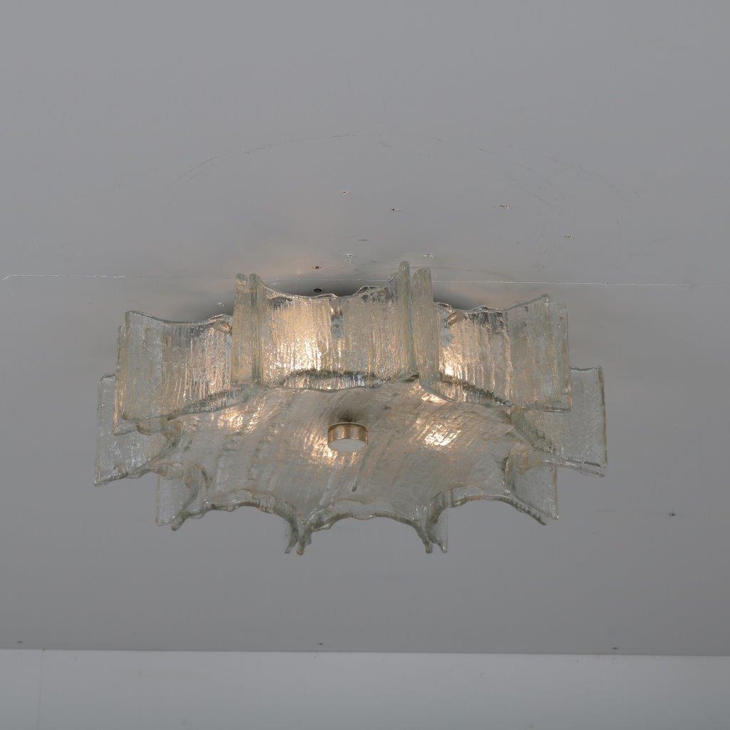 L4463 1960s Ceiling lamp in iced glass Kaiser Leuchten / Germany