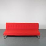 m24365 1960s 3 seater sofa/ sleeping bench on chrome metal base and new upholstery by de Ploeg George van Rijk Beauforte / Belgium