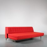 m24365 1960s 3 seater sofa/ sleeping bench on chrome metal base and new upholstery by de Ploeg George van Rijk Beauforte / Belgium
