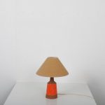 L4531 1960s ceramic table lamp with fabric hood Fratelli Vanciullacci / Italy