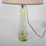 L4530 1950s glass signed table lamp with fabric hood Kristalunie- Maastricht / NL