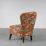 m24807 1950s Cocktail chair with oriental print fabric Theo Ruth Artifort Netherlands