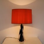 L4537 1960s murano glass table lamp with fabric hood Murano/ Italy