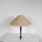 L4605 1960s table lamp on glass base with fabric hood Paul Kedelv Flygsfors Zweden
