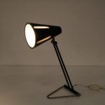L4618 1950s Desk lamp on chrome with black metal base and hood, Sun Series model 1 H. Busquet Hala Netherlands