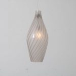 L4439 1960s Clear glass hanging lamp with coloured details Italy