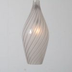 L4439 1960s Clear glass hanging lamp with coloured details Italy
