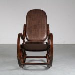 m24078 1970s Plywood with patchwork leather seat and back rocking chair Luigi Crassevig Crassevig Italy