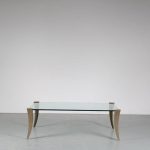 m25210 1970s Rectangular glass coffee table on brass legs Peter Ghyczy Ghyczy / Netherlands