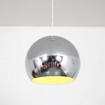 L4726 1970s Hanging lamp, chrome metal ball Gepo / Netherlands