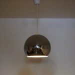 L4726 1970s Hanging lamp, chrome metal ball Gepo / Netherlands