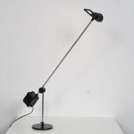 L4645 1970s chrome with black plastic desk lamp De Pas, D'Urbino Lomazzi Stilnovo Italy