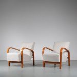 1950s Halabala style lounge chairs from the Czech Republic