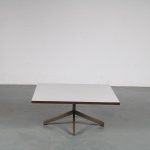 m24553 1960s Square coffee table on grey metal base with white laminated top Cornelis Zitman Pastoe / Netherlands
