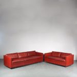 m25323 1960s 2-Seater sofa in deep red leather Pierre Paulin attributed Artifort / Netherlands