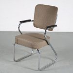 m25493 1950s Chrome pipe frame office chair with original upholstery Paul Schuitema Fana / Netherlands