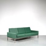 m25507 1960s Living room set of 2-seater and 3-seater sofa and lounge chair on chrome metal base and green fabric upholstery Gelderland / Netherlands