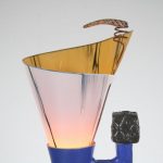 L4812 1990s Ceramics floor lamp with plastic hood and brass details Ed Meissenberg Netherlands