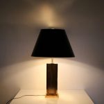 L4450 1970s Luxurious brass table lamp with black lacquered hood Belgium