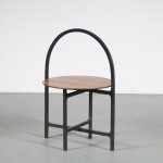 m25582 1970s Foldable side table, black wooden frame with rosewooden top Italy
