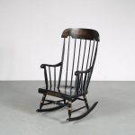 m25618 1940s Black wooden rocking chair with golden coloured details USA