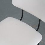 m25663 1950s Set of 4 dining chairs on solid black metal base with white skai upholstery Cordemeijer Gispen, Netherlands