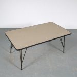 m25661 1950s Adjustable metal dining / coffee table with laminated top Rudolf Wolf Elsrijk, Netherlands