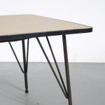 m25661 1950s Adjustable metal dining / coffee table with laminated top Rudolf Wolf Elsrijk, Netherlands