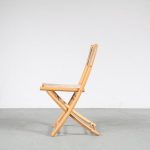 m25732 1970s Beech folding chair with white canvas upholstery Scandinavia