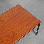 m25712 1950s Rectangular coffee table on black metal base with teak top Netherlands