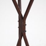 m25731 1960s Free standing coat rack on brown metal base with three multi coloured plastic hooks Enzo Mari Danese, Italy