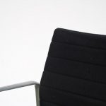 L4868 1970s Adjustable desk chair on wheels model EA117, matt aluminium frame and black hopsack upholstery Eames Vitra USA