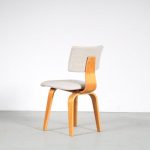 m25697 1950s Set of six birch plywood dining chairs with new upholstery Cees Braakman Pastoe, Netherlands