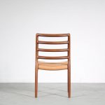 m25812 1970s Stained oak dining / side chair with papercord upholstery, model 85 Moller Moller, Denmark